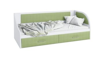 Кровать Sontelle Кэлми Ренли с ящиком Белый + Зеленый