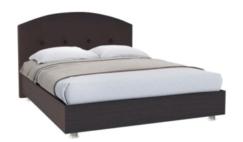 Кровать из экокожи Промтекс-Ориент Элва Мэйс венге + коричневый (с основанием)